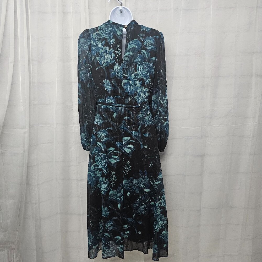 Donna Ricco Midi Dress Goth Whimsigoth Sheer Floral Metallic 4 NWT - Picture 7 of 15